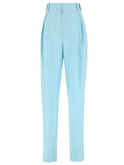 Shop Bottega Veneta Light Blue Tapered Wool Twill Trousers