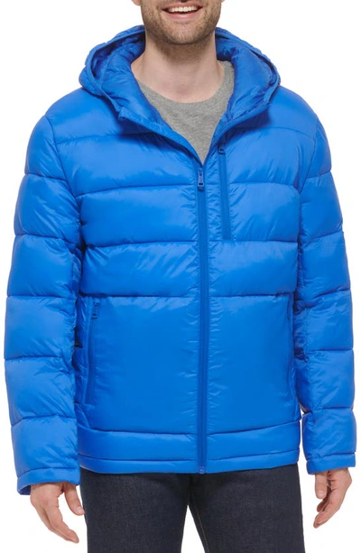 Cole Haan Men's Lightweight Hooded Puffer Jacket In Cobalt