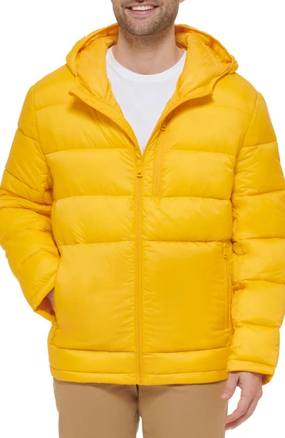 Cole Haan Men's Lightweight Hooded Puffer Jacket In Yellow