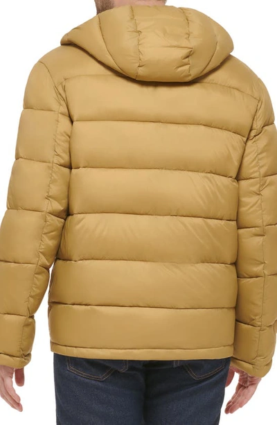 Cole Haan Hooded Nylon Puffer Jacket In Sand