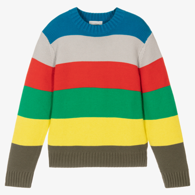 Shop Stella Mccartney Kids Teen Boys Stripe Knit Sweater In Blue