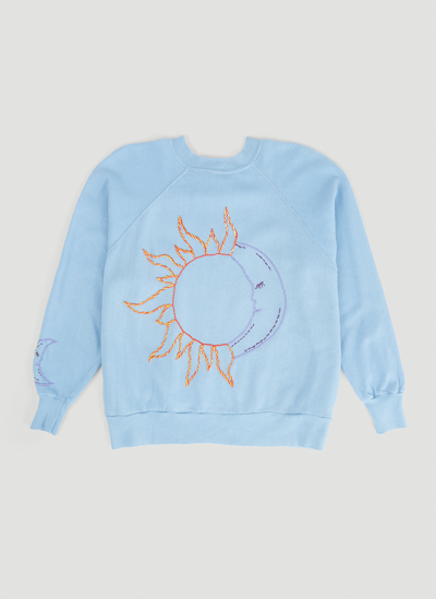 Shop Drx Farmaxy For Ln-cc Embroidered Vintage Sweatshirt In Light Blue