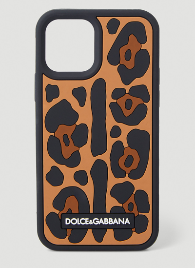 Shop Dolce & Gabbana Leopard Iphone 12 Pro Case In Brown