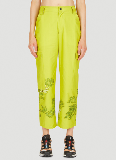 Shop Collina Strada Chason Floral Cargo Pants In Lime Green