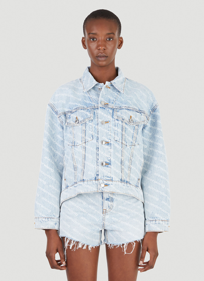 Shop Alexander Wang Logo Denim Jacket In Blue