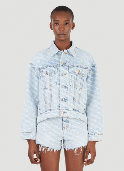 Shop Alexander Wang Logo Denim Jacket In Blue