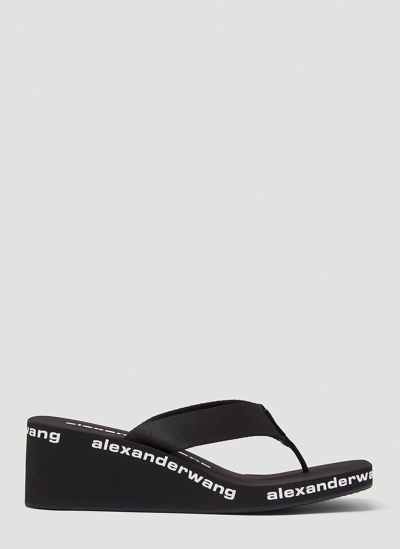 Shop Alexander Wang Logo Wedge Sandals In Black