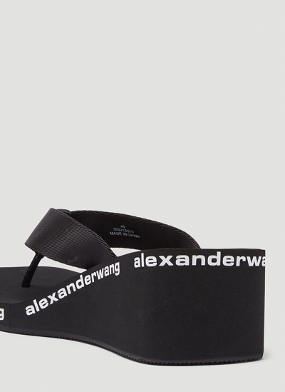 Shop Alexander Wang Logo Wedge Sandals In Black