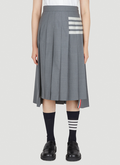 Shop Thom Browne Asymmetric Pleated Skirt In Grey