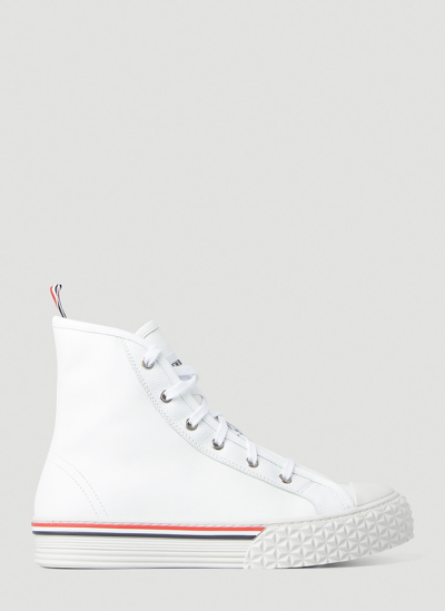 Shop Thom Browne Collegiate High Top Sneakers In White
