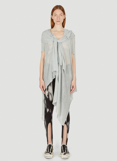 Shop Yohji Yamamoto Asymmetric Drape Knit Top In Grey