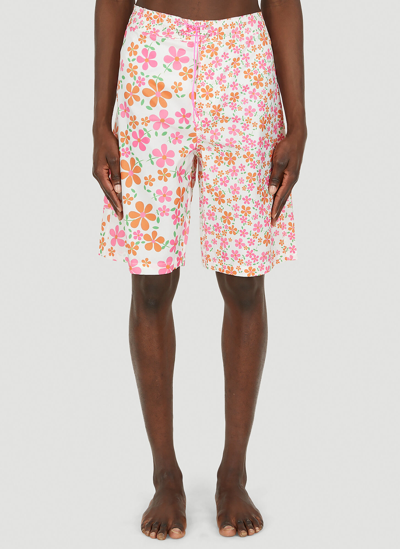 Shop Erl Floral Swim Shorts In Pink