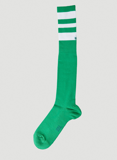 Shop Erl Stripe Tube Socks In Green