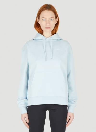 Shop Jacquemus Le Brode Hooded Sweatshirt In Light Blue