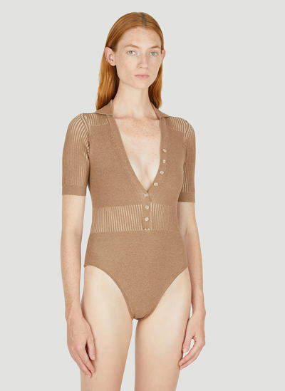 Shop Jacquemus Le Body Yauco Top In Brown