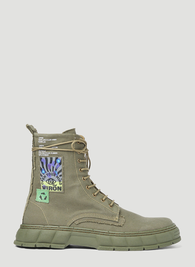 Shop Viron 1992 Upcycled Canvas Boots In Khaki