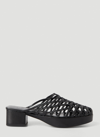 Shop By Far Norman Grained Sandals In Black