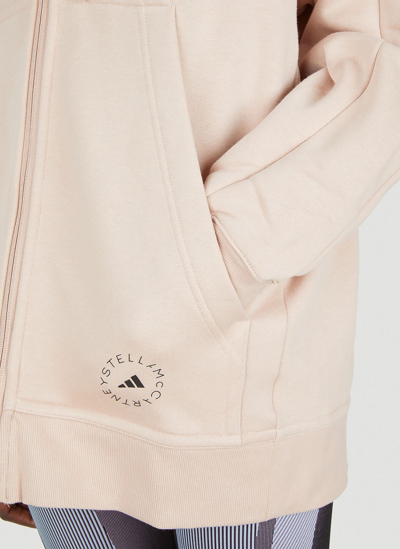 Shop Adidas By Stella Mccartney Front Zip Hooded Sweatshirt In Pink