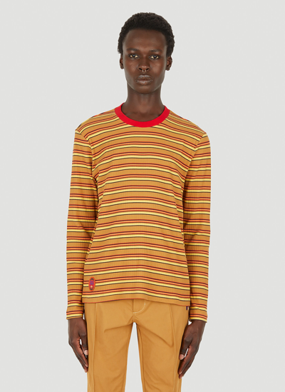 Shop Adidas Originals Striped Long Sleeve T-shirt In Orange