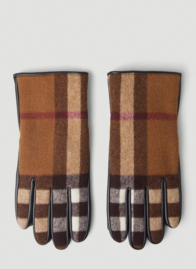 Shop Burberry Gabriel Icon Gloves In Brown