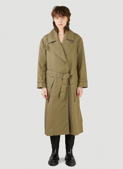 Shop Burberry Oversized Trench Coat In Green