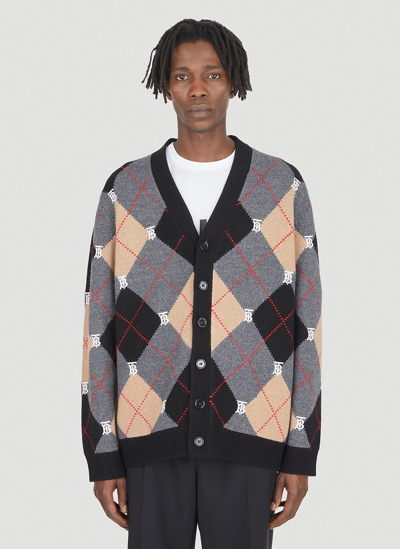 Shop Burberry Ackerman Check Cardigan In Beige