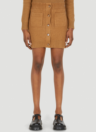 Shop Burberry Blanche Knit Mini Skirt In Camel