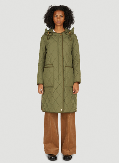 Burberry Convertible Quilted Coat In Green | ModeSens