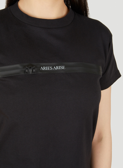 Shop Aries Shrunken Zip T-shirt In Black