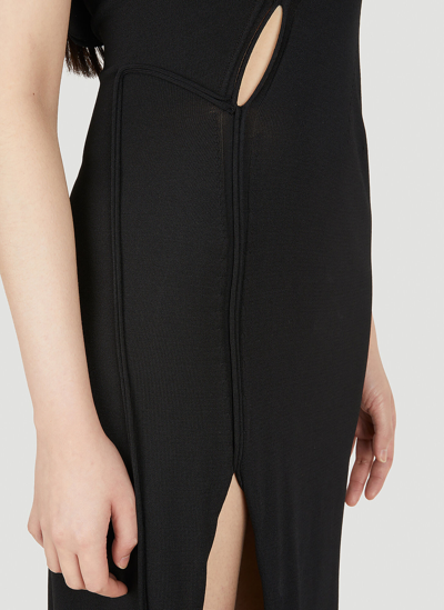 Shop Ottolinger Strappy Knit Sleeveless Dress In Black