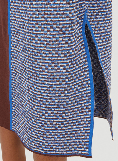Shop Ahluwalia Checkerboard Knit Dress In Blue