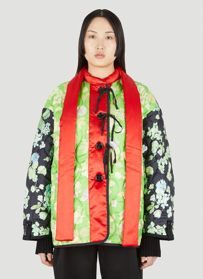 Shop Meryll Rogge Quilted Floral Jacket In Green