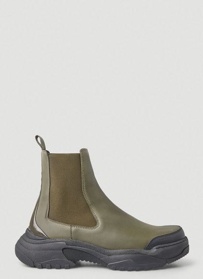 Shop Gmbh Faux-leather Chelsea Boots In Khaki
