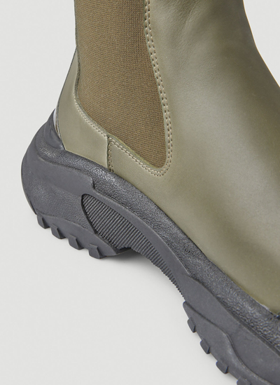Shop Gmbh Faux-leather Chelsea Boots In Khaki