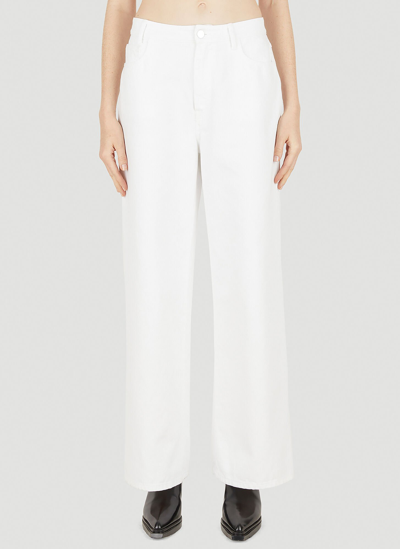 Shop Raf Simons Wide Leg Jeans In White