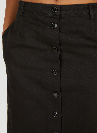 Shop Raf Simons Button Down Denim Skirt In Black