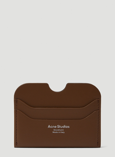Shop Acne Studios Logo Print Card Holder In Brown
