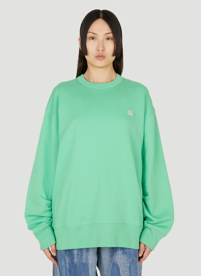 Shop Acne Studios Face Patch Sweatshirt In Green