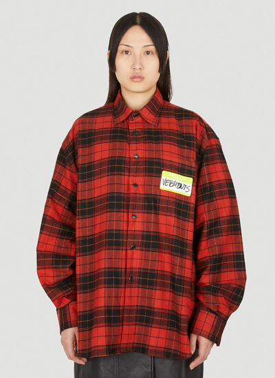 Shop Vetements Checked Flannel Shirt In Red