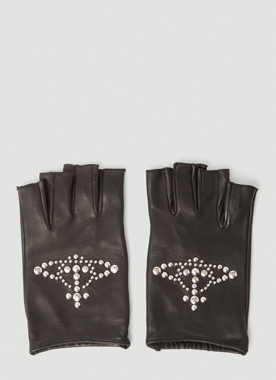 Vivienne Westwood Black Orb Stud Fingerless Gloves | ModeSens