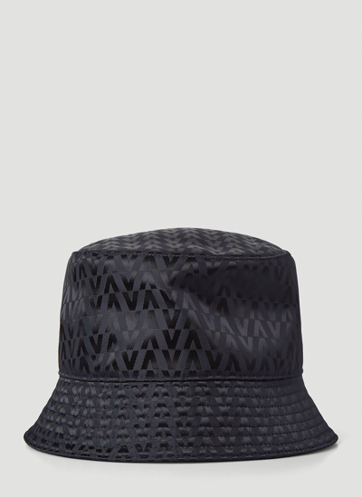 Shop Valentino Reversible Logo Jacquard Bucket Hat In Black