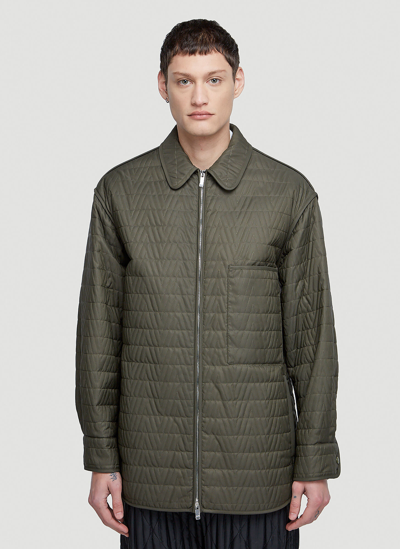 Shop Valentino Quilted Jacket In Green