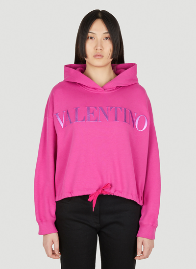 Shop Valentino Logo Hooded Sweatshirt In Pink