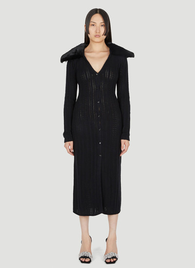 Shop Blumarine Oversized Collar Knit Dress In Black