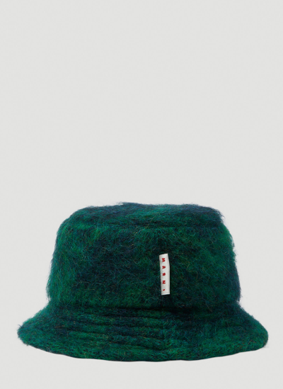 Shop Marni Brushed Bucket Hat In Dark Green
