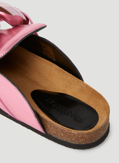 Shop Jw Anderson Metallic Chain Loafers In Pink
