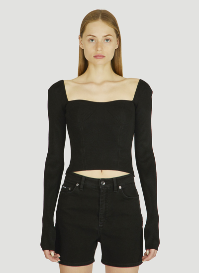 Shop Dolce & Gabbana Square-neck Knitted Top In Black