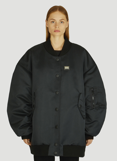 Shop Dolce & Gabbana Oversized Bomber Jacket In Black