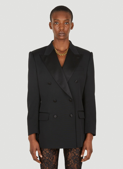 Shop Dolce & Gabbana Double Breasted Tuxedo Blazer In Black