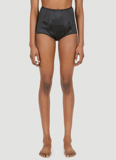 Shop Dolce & Gabbana Scalloped High Waist Briefs In Black